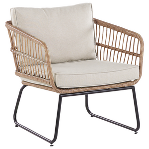 Set Divani Da Giardino Beige Cuscini rattan sintetico Esterni 4 Posti 2 Tavolini