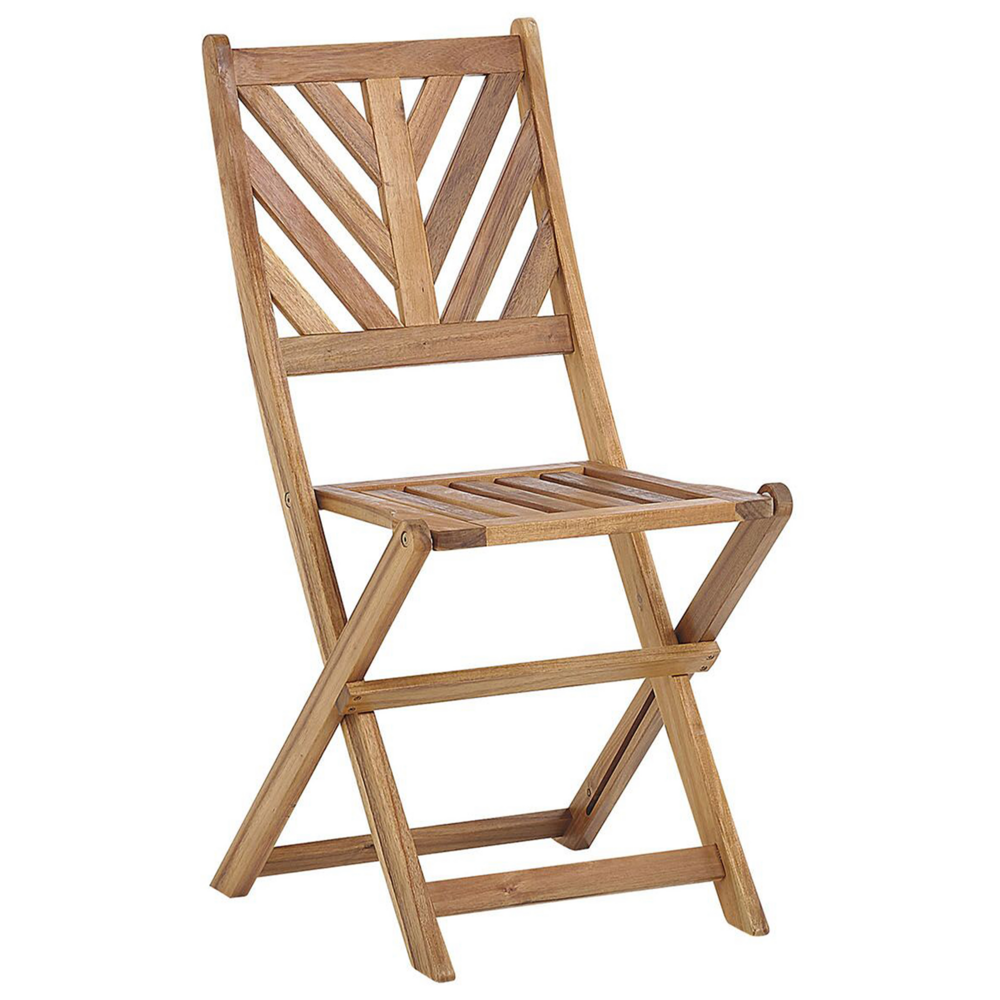 Set da bistrot 3 pezzi in acacia massiccio chiaro 2 sedie e tavolo da tè pieghevole a doghe