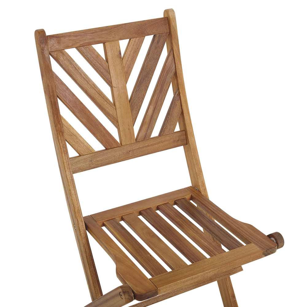 Set da bistrot 3 pezzi in acacia massiccio chiaro 2 sedie e tavolo da tè pieghevole a doghe