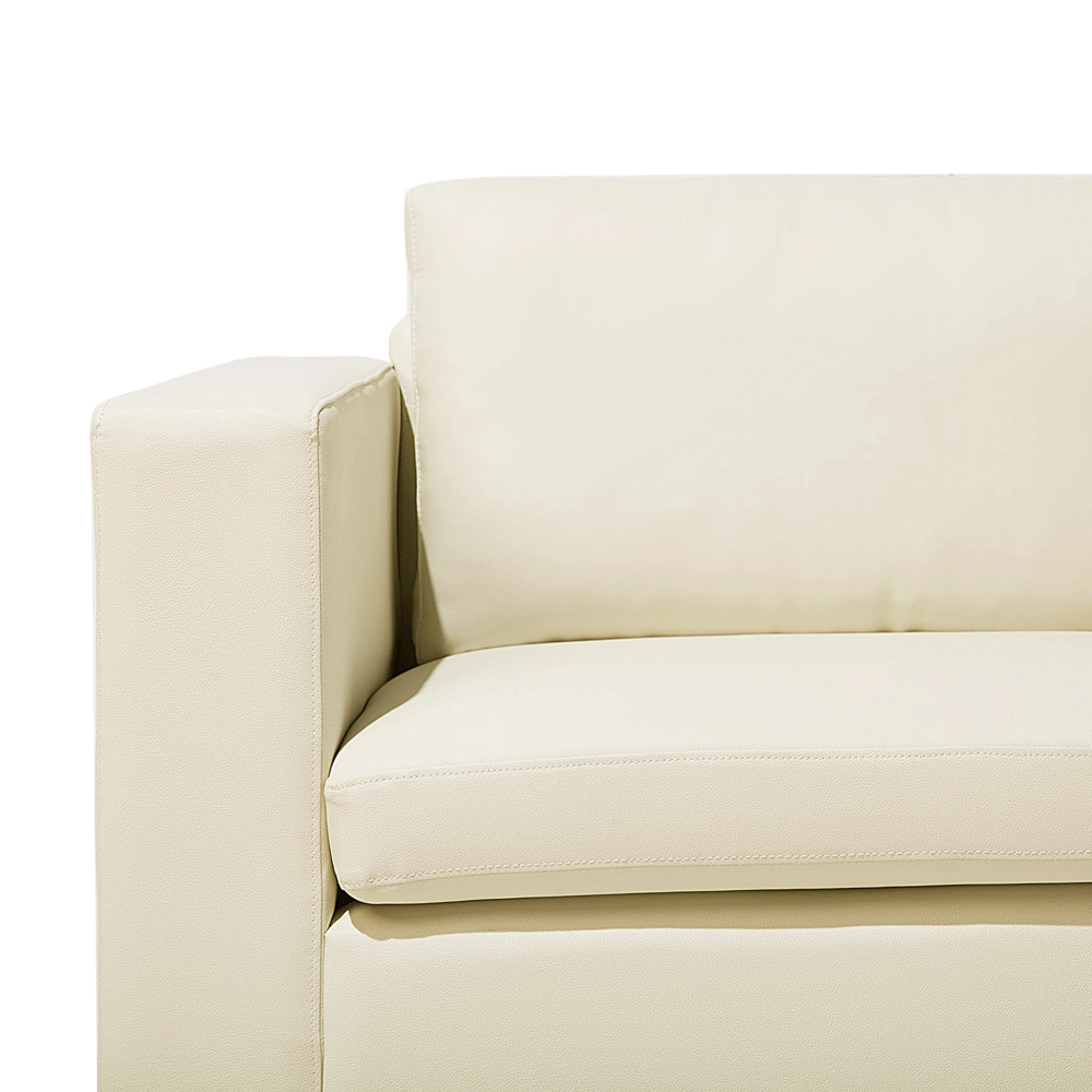 Divano a 2 posti, divano e poltrona Rivestimenti in pelle beige chiaro Gambe cromate Design retrò