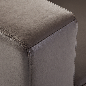 Divano a 3 posti rivestimento in pelle crosta marrone gambe cromate design retrò