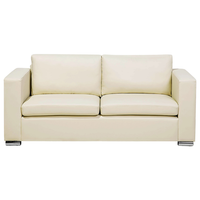 Divano a 3 posti Rivestimento in pelle crosta beige chiaro Gambe cromate Design retrò