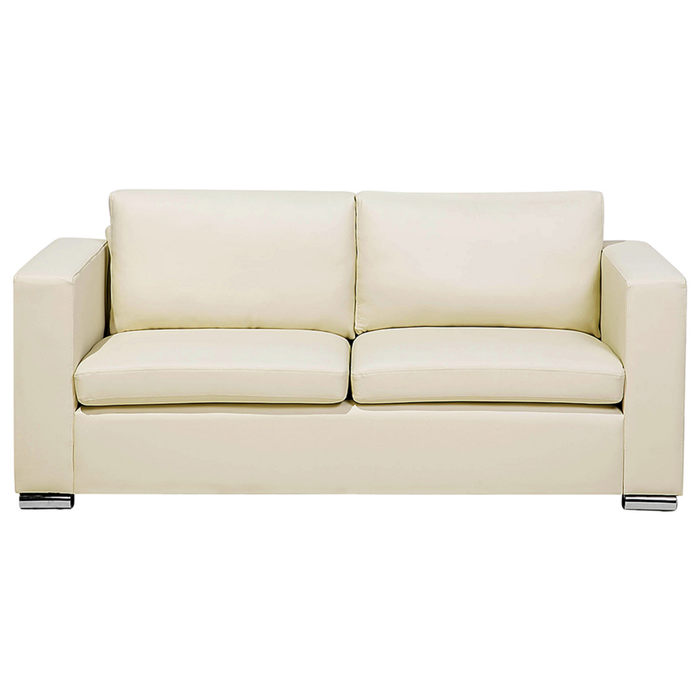 Divano a 3 posti Rivestimento in pelle crosta beige chiaro Gambe cromate Design retrò