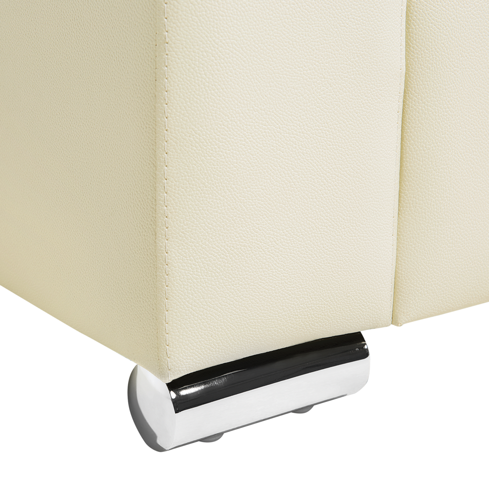 Divano a 3 posti Rivestimento in pelle crosta beige chiaro Gambe cromate Design retrò