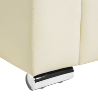 Divano a 3 posti Rivestimento in pelle crosta beige chiaro Gambe cromate Design retrò