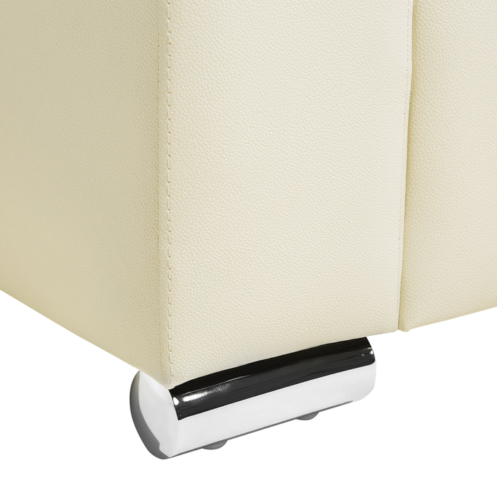 Divano a 3 posti Rivestimento in pelle crosta beige chiaro Gambe cromate Design retrò