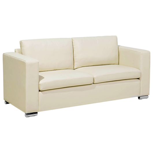 Divano a 3 posti Rivestimento in pelle crosta beige chiaro Gambe cromate Design retrò