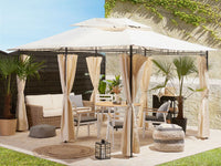 Gazebo Tessuto Beige Struttura in Acciaio Nero 300 x 400 cm Tende da Giardino