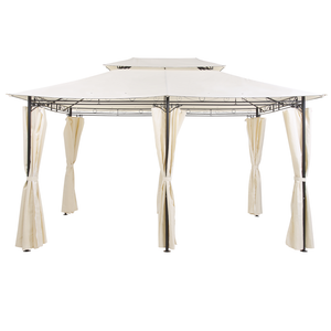 Gazebo Tessuto Beige Struttura in Acciaio Nero 300 x 400 cm Tende da Giardino