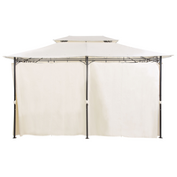 Gazebo Tessuto Beige Struttura in Acciaio Nero 300 x 400 cm Tende da Giardino