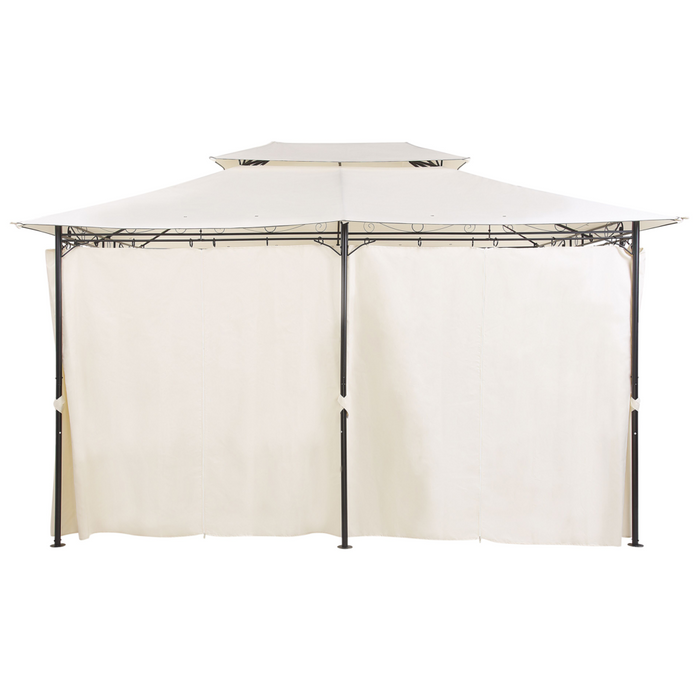 Gazebo Tessuto Beige Struttura in Acciaio Nero 300 x 400 cm Tende da Giardino