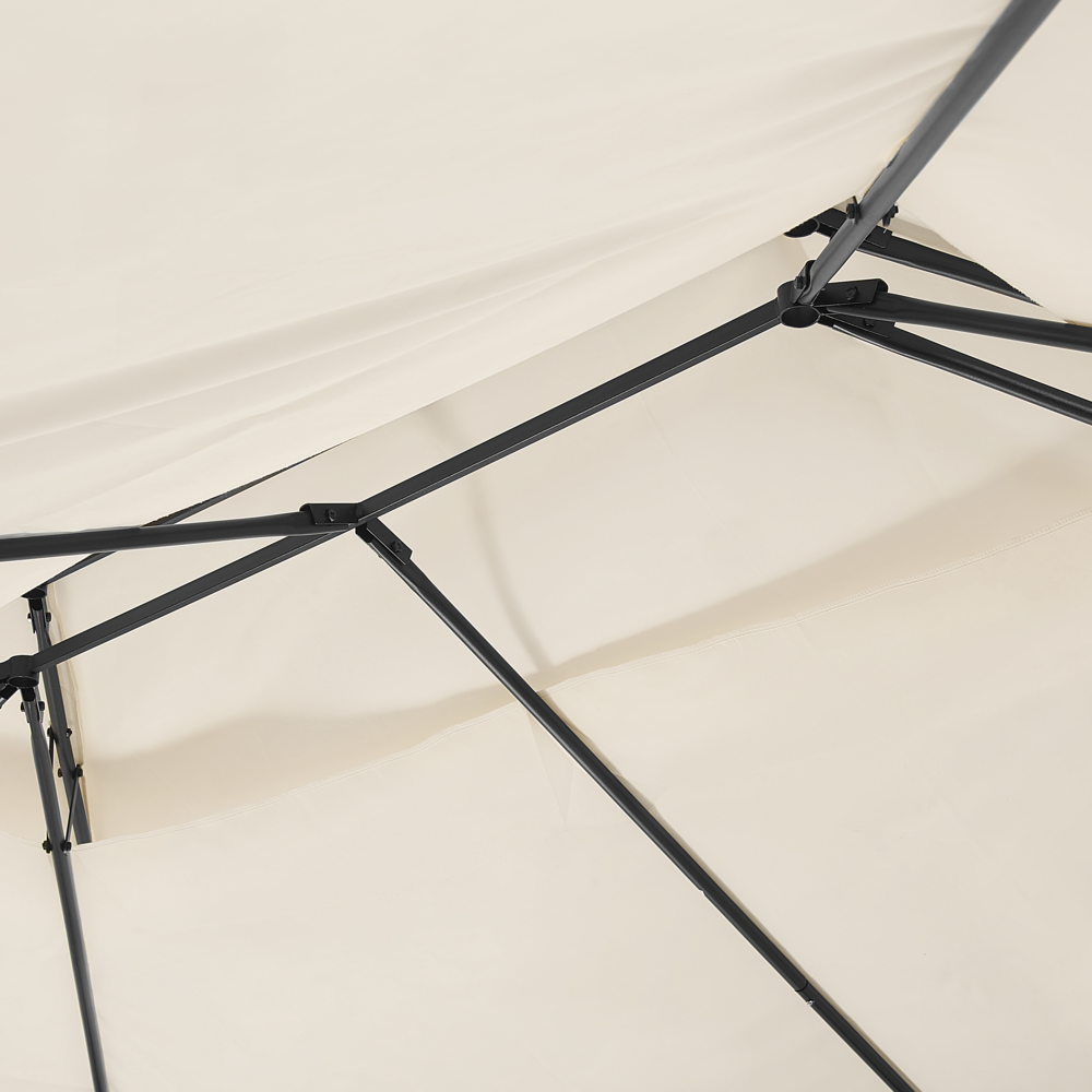 Gazebo Tessuto Beige Struttura in Acciaio Nero 300 x 400 cm Tende da Giardino