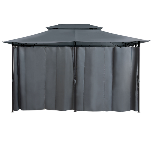 Gazebo Tessuto Grigio Scuro Telaio Acciaio Nero 300 x 400 cm Tende da Giardino