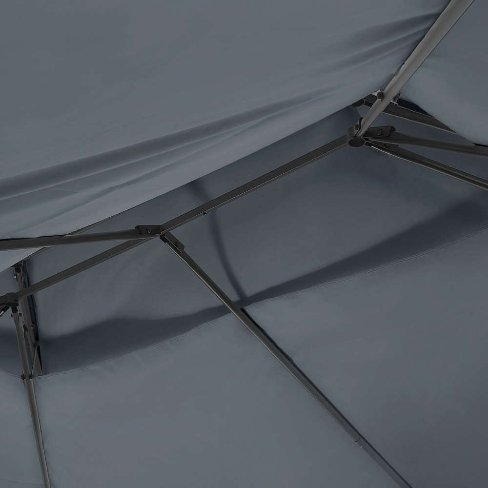 Gazebo Tessuto Grigio Scuro Telaio Acciaio Nero 300 x 400 cm Tende da Giardino