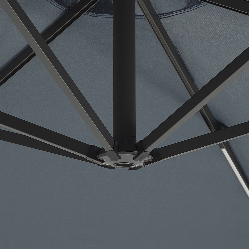 Ombrellone da giardino a sbalzo Parasole in poliestere grigio con luce a LED ø 285 cm Palo in alluminio Meccanismo a manovella da esterno