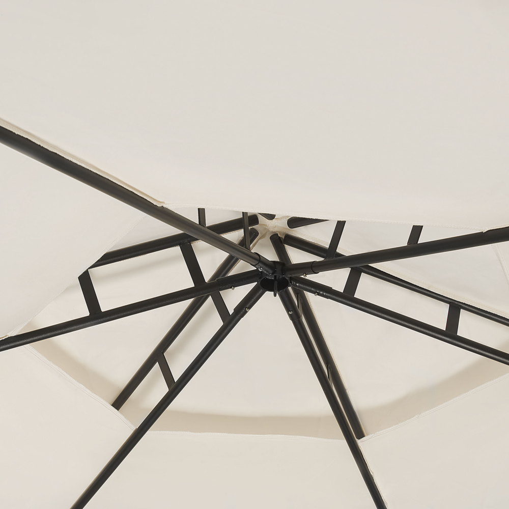 Gazebo da giardino Tende in poliestere beige Struttura in metallo Nero Mobili da giardino Resistente ai raggi UV