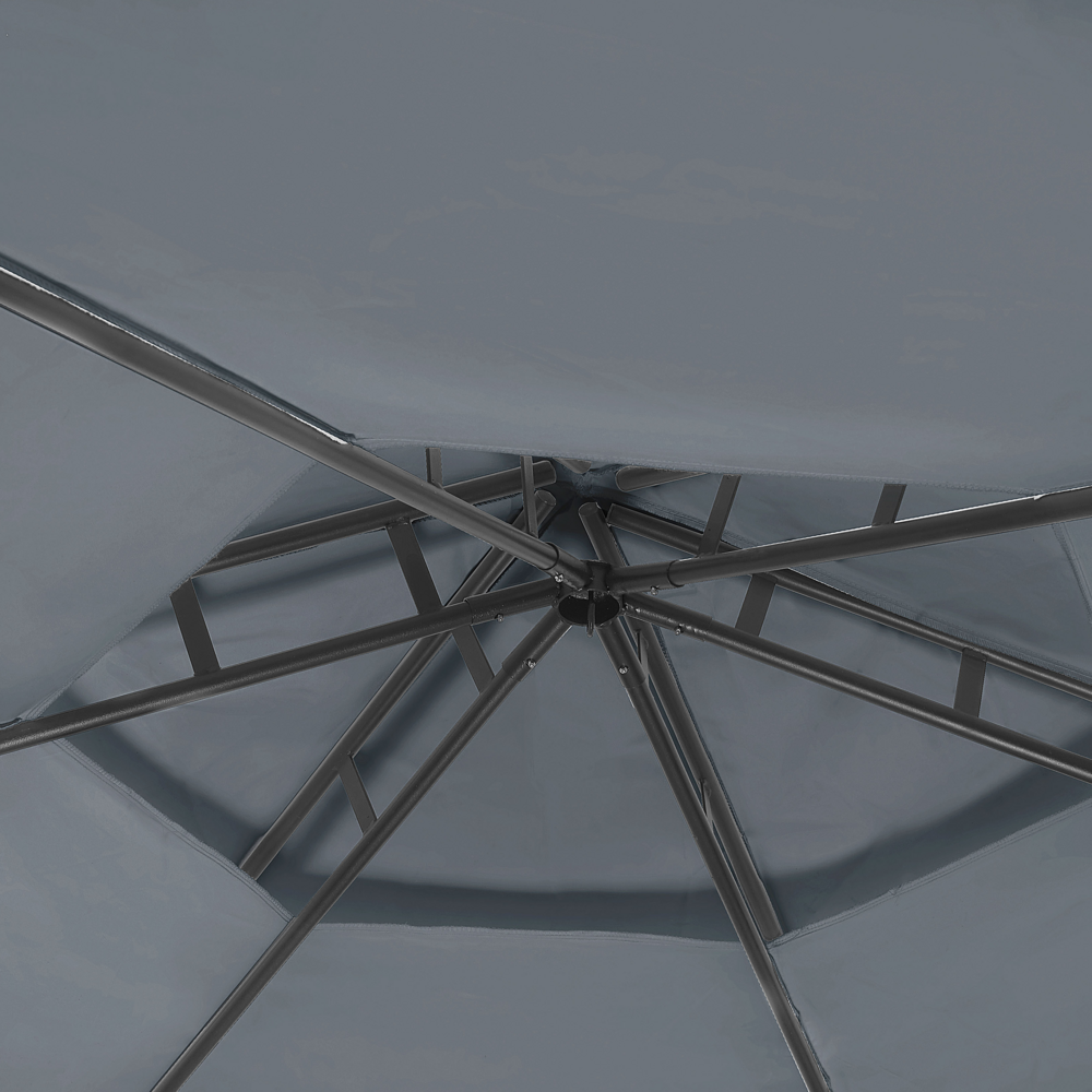 Gazebo da giardino Tende in poliestere grigio scuro Struttura in metallo Nero Mobili da giardino Resistente ai raggi UV