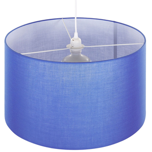 Lampada a Sospensione Blu Tessuto Tamburo Paralume Soffitto 1 Luce
