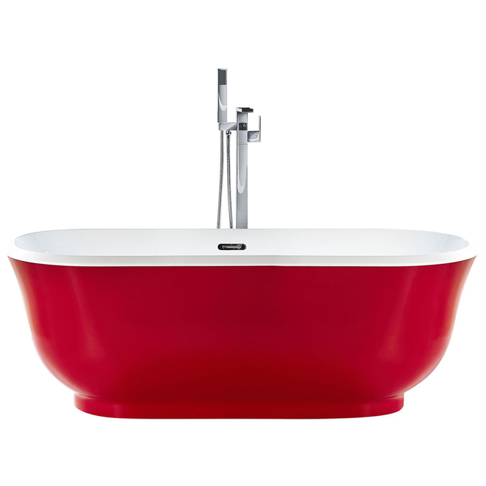 Vasca da bagno freestanding rosso sanitario ovale in acrilico singolo 170 x 77 cm dal design moderno