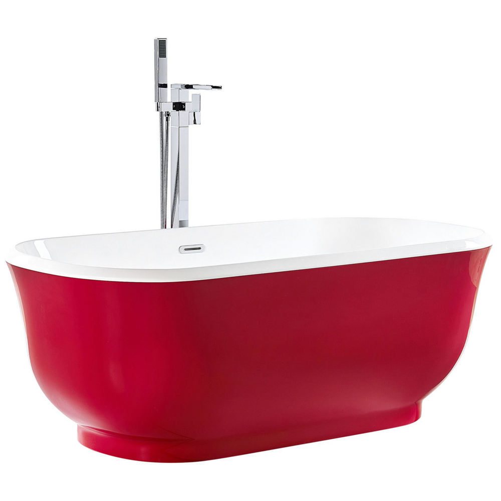 Vasca da bagno freestanding rosso sanitario ovale in acrilico singolo 170 x 77 cm dal design moderno