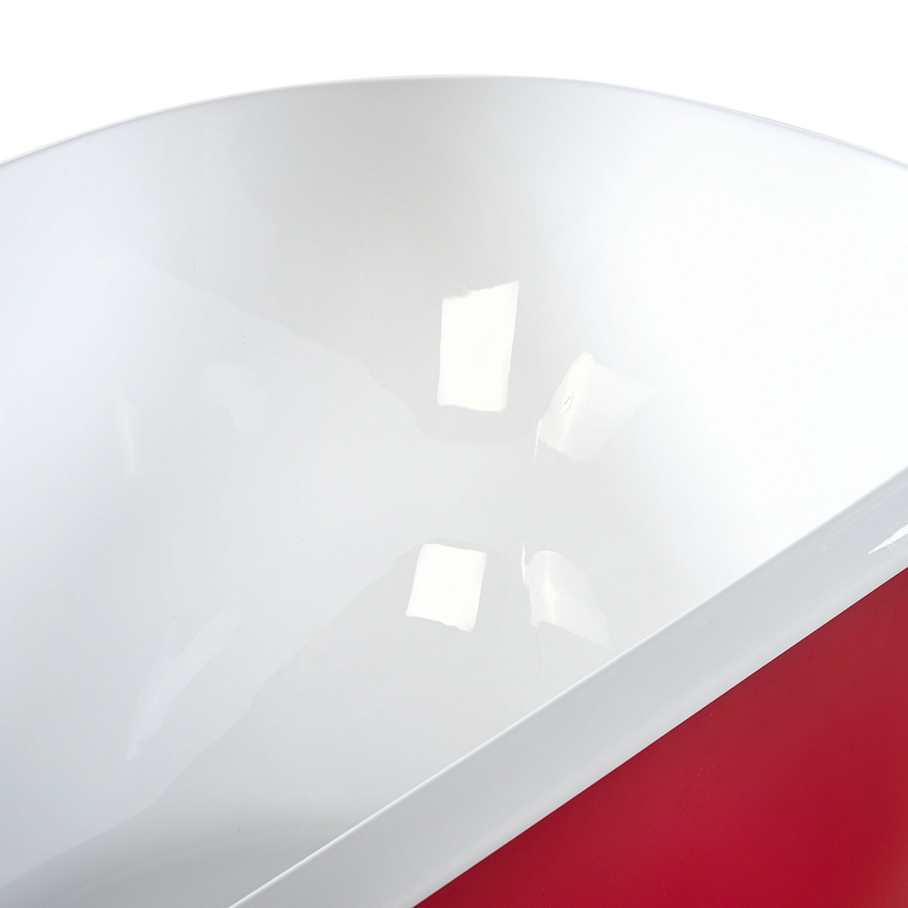 Vasca da bagno freestanding rosso sanitario ovale in acrilico singolo 170 x 77 cm dal design moderno
