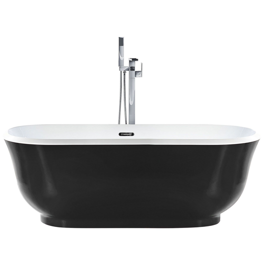 Vasca da bagno freestanding nera sanitaria ovale in acrilico singolo 170 x 77 cm dal design moderno