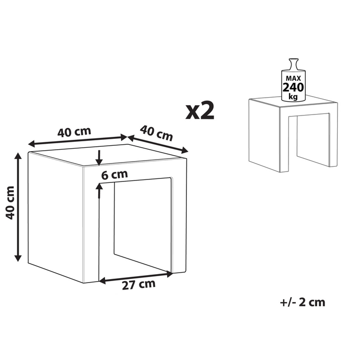 Set di 2 sgabelli da giardino grigio cemento da giardino moderno industriale
