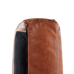 Poltrona con retrò in ecopelle marrone dorato Sedia da salotto con gambe nere Braccio a binario