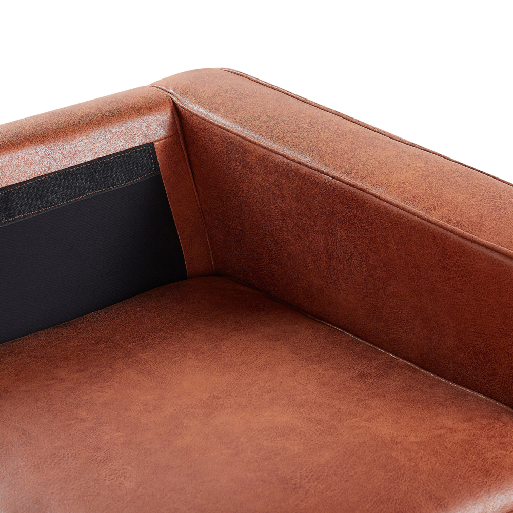 Set Divani Marrone Dorato Ecopelle Poliestere Divano A 3 Posti Poltrona Design Da Salotto Retrò