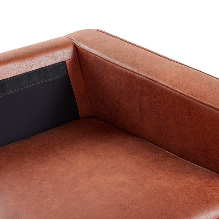 Set Divani Marrone Dorato Ecopelle Poliestere Divano A 3 Posti Poltrona Design Da Salotto Retrò