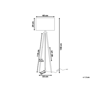Lampada da terra in metallo argento 148 cm treppiede con paralume in tessuto bianco