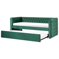 Letto da giorno estraibile Velluto verde Dimensioni singole 90 x 200 con rete a doghe con bottoni abbottonati Rifiniture Glam