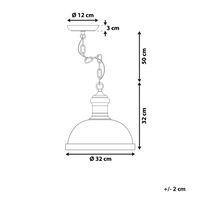 Lampada a Sospensione in Metallo Bianco Sporco Forma Rotonda Ornamenti Floreali Industriali