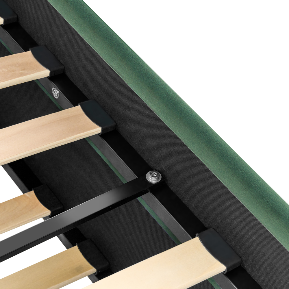 Letto da giorno estraibile Velluto verde Dimensioni singole 90 x 200 con rete a doghe con bottoni abbottonati Rifiniture Glam