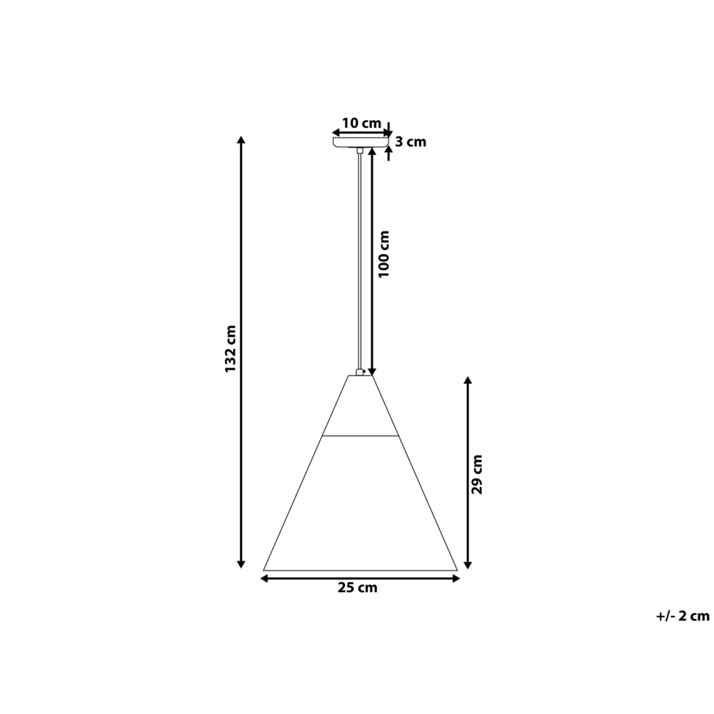 Lampadario in Metallo Bianco e Legno con Paralume a Forma di Cono