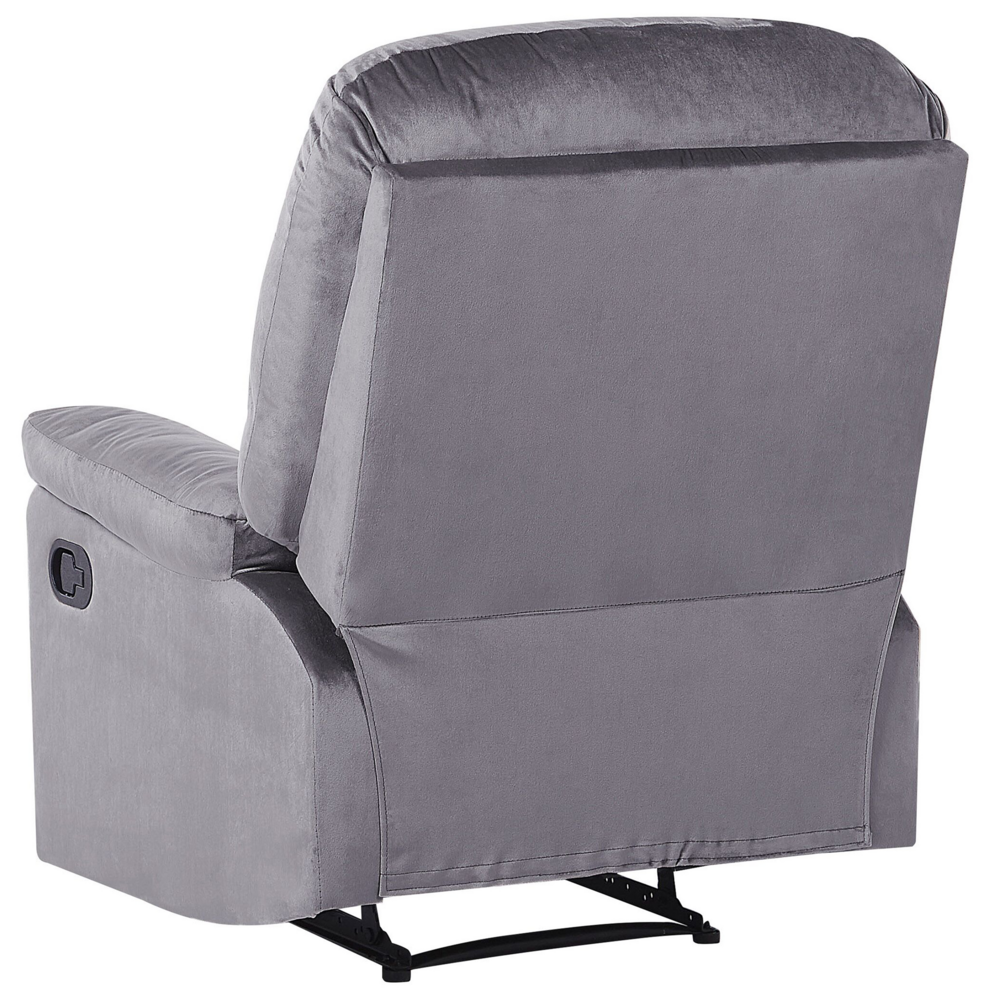 Sedia reclinabile Rivestimento in velluto grigio Push-Back Schienale e poggiapiedi regolabili manualmente Poltrona dal design retrò