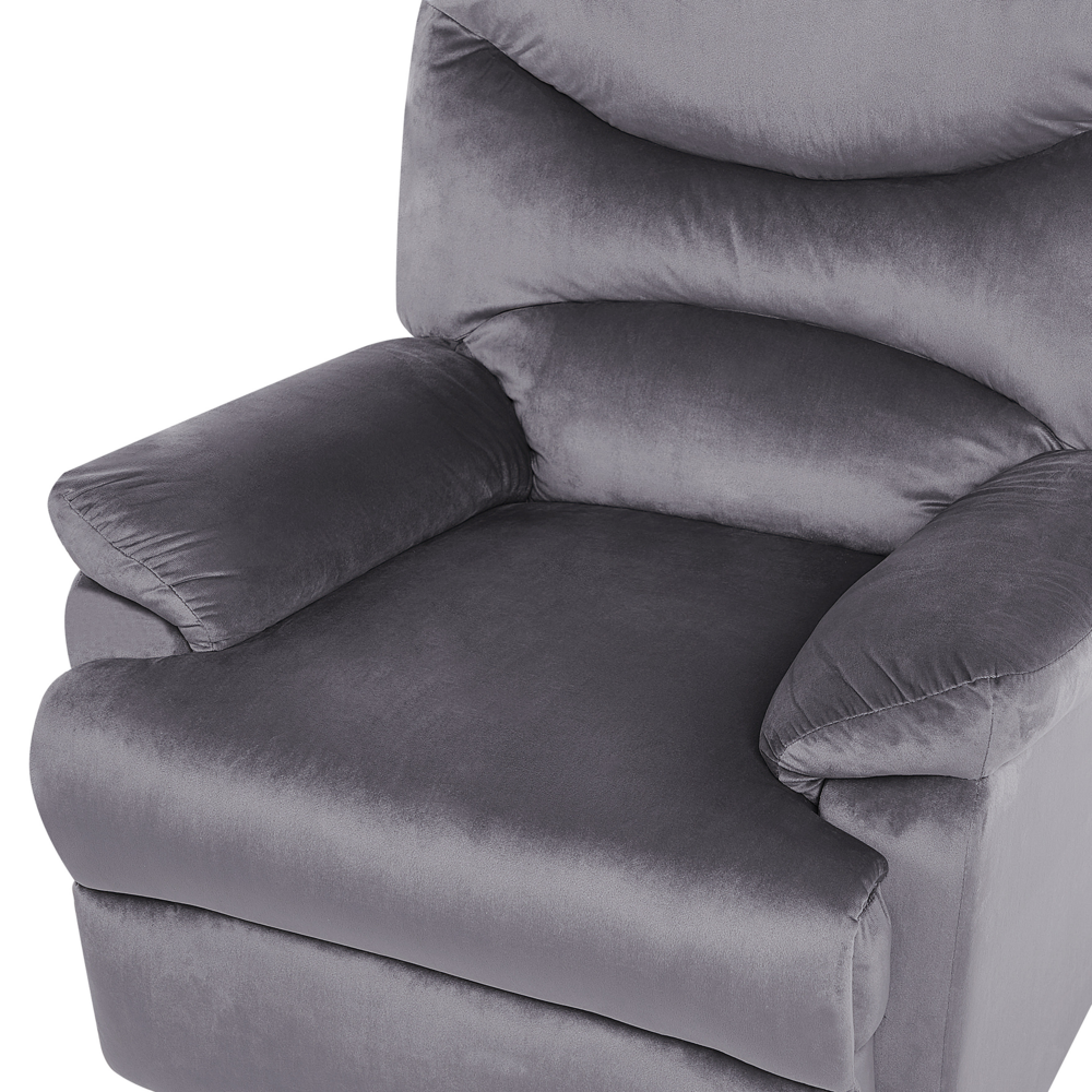 Sedia reclinabile Rivestimento in velluto grigio Push-Back Schienale e poggiapiedi regolabili manualmente Poltrona dal design retrò