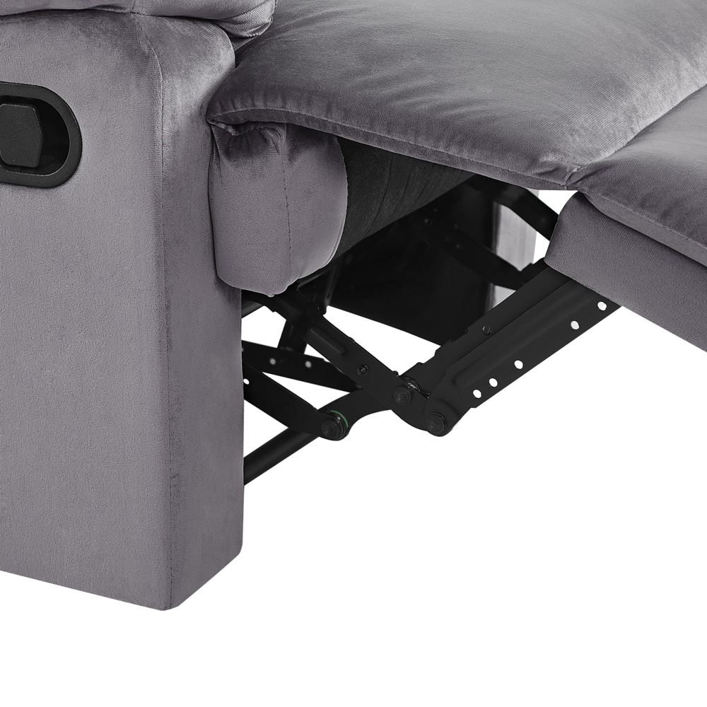 Sedia reclinabile Rivestimento in velluto grigio Push-Back Schienale e poggiapiedi regolabili manualmente Poltrona dal design retrò