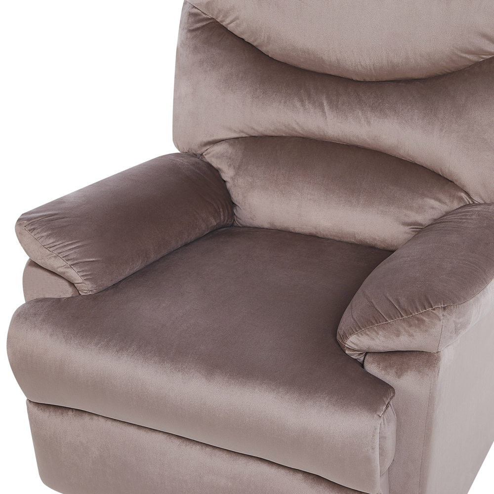 Sedia reclinabile Taupe Rivestimento in velluto Push-Back Schienale e poggiapiedi regolabili manualmente Poltrona dal design retrò