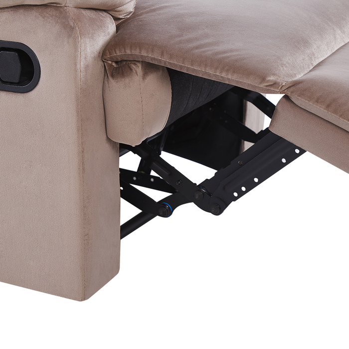 Sedia reclinabile Taupe Rivestimento in velluto Push-Back Schienale e poggiapiedi regolabili manualmente Poltrona dal design retrò