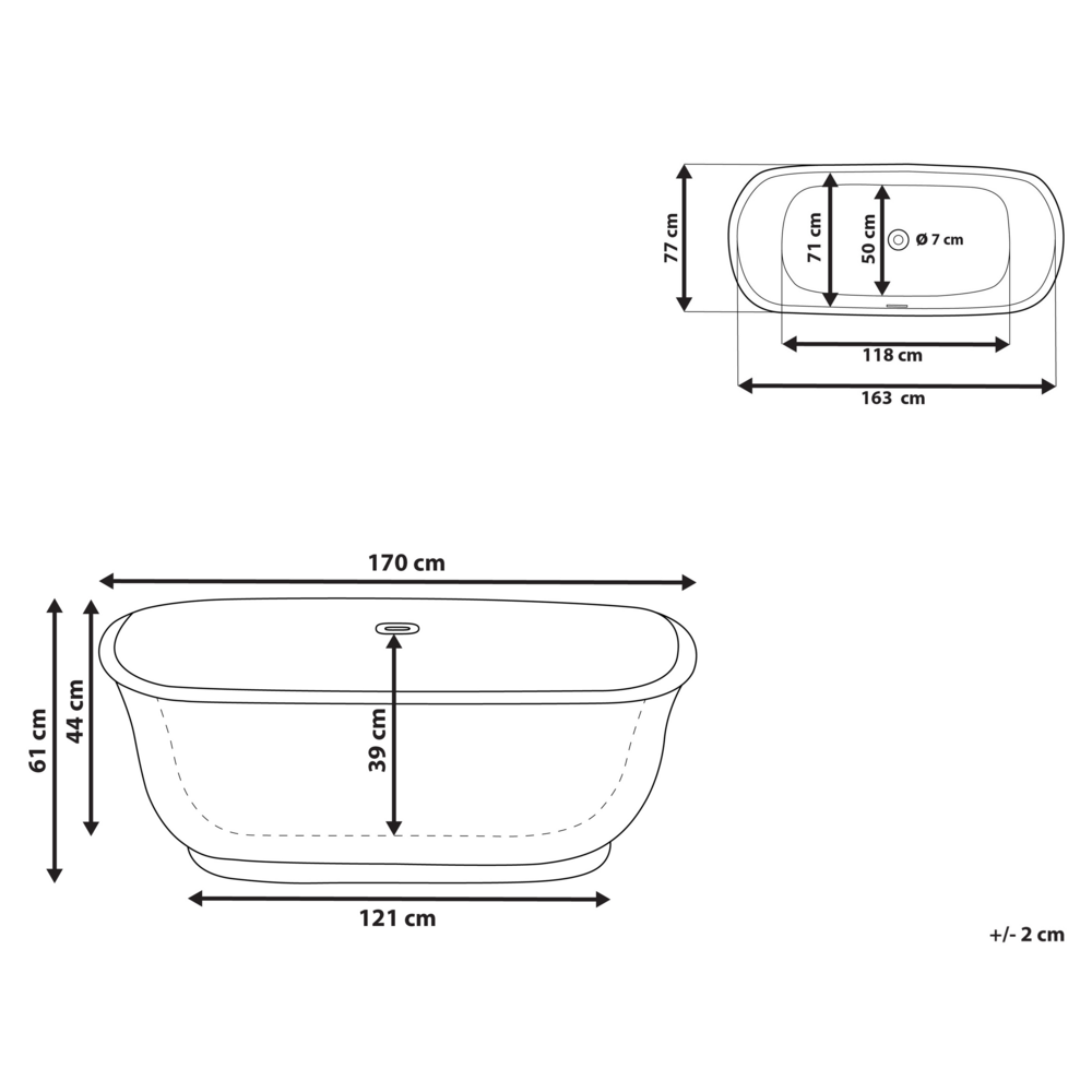 Vasca da bagno freestanding rosso sanitario ovale in acrilico singolo 170 x 77 cm dal design moderno