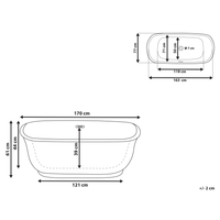 Vasca da bagno freestanding rosso sanitario ovale in acrilico singolo 170 x 77 cm dal design moderno