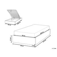 Letto a doghe Ottomana imbottita in tessuto di poliestere grigio Portaoggetti da 90 x 200 Single Size Design moderno
