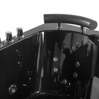 Vasca Idromassaggio Nero Sanitario Acrilico Illuminato a LED Curvo versione destra Doppio 158 x 113 cm