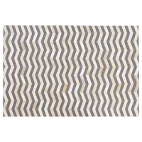 Tappeto tappetino Grigio e Beige Pelle di vacchetta Jacquard Motivo Geometrico Chevron Retro 140 x 200 cm