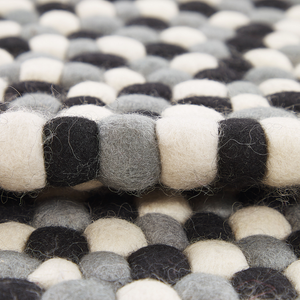 Tappeto tappetino Multicolore Feltro di Lana Palline Intrecciate a Mano Rotondo ø140 cm