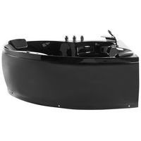 Vasca ad angolo in acrilico Nero 205 x 163 cm 2 persone getti massaggianti poggiatesta