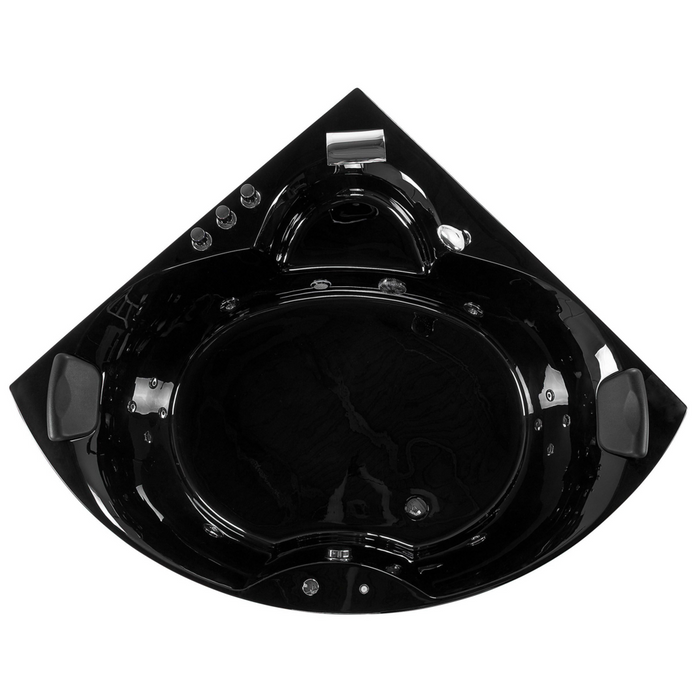 Vasca ad angolo in acrilico Nero 205 x 163 cm 2 persone getti massaggianti poggiatesta