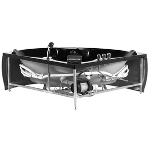 Vasca ad angolo in acrilico Nero 205 x 163 cm 2 persone getti massaggianti poggiatesta