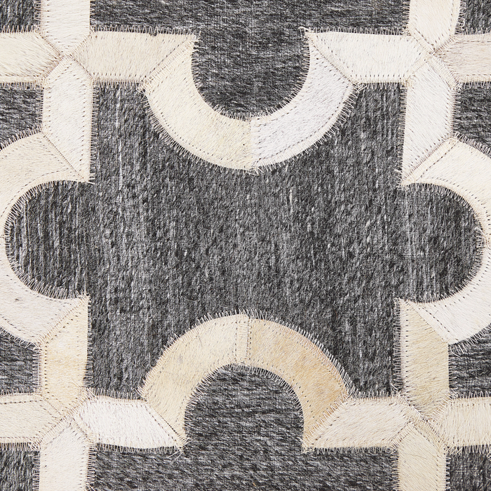 Tappeto tappetino Grigio e Beige Pelle di vacchetta Jacquard Puzzle Motivo Geometrico Retro 140 x 200 cm